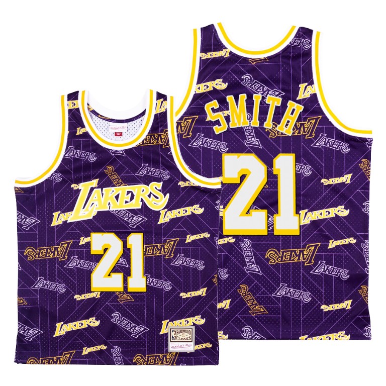 Men's Los Angeles Lakers J.R. Smith #21 NBA Tear Up Pack Hardwood Classics Purple Basketball Jersey KGE0483VT